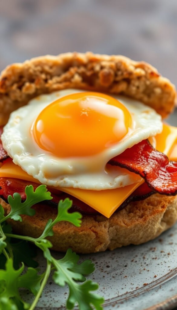 Breakfast Sandwich with Bacon and Egg