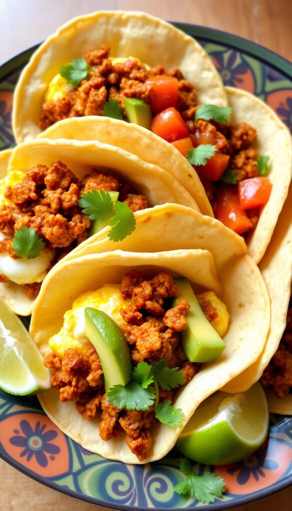 Breakfast Tacos with Chorizo and Eggs