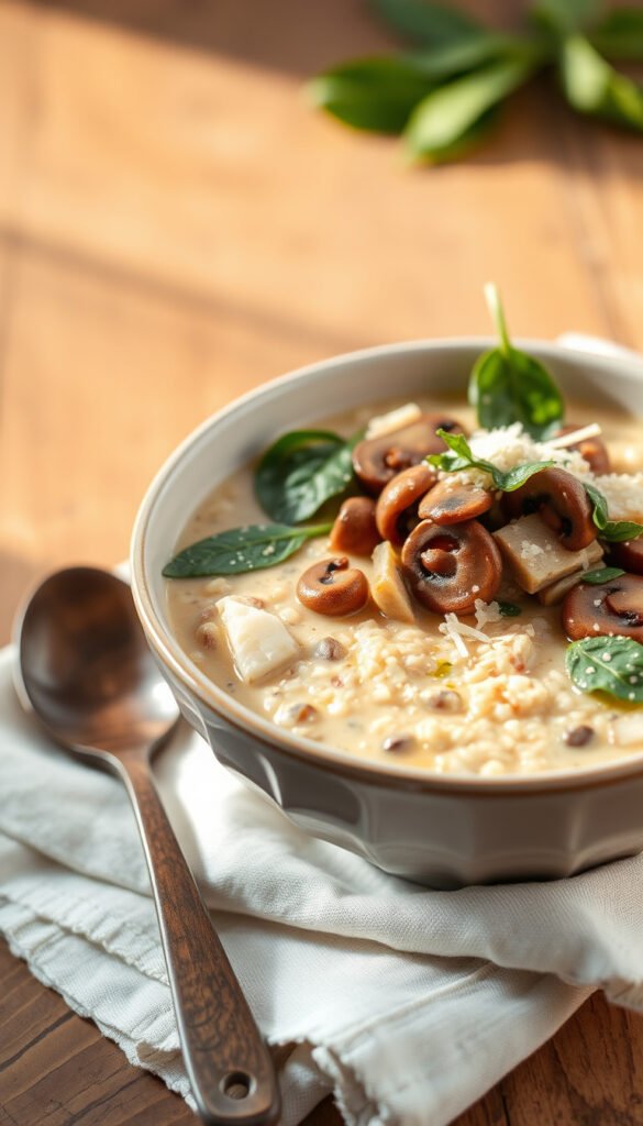 Savory Oatmeal with Mushrooms and Spinach
