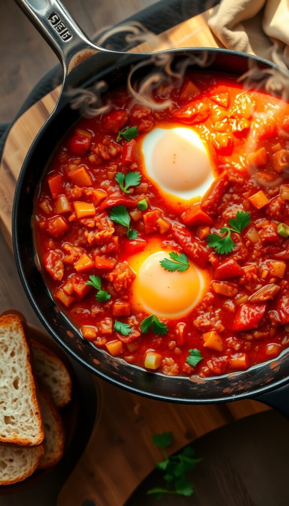 Shakshuka – Poached Eggs in Spicy Tomato Sauce